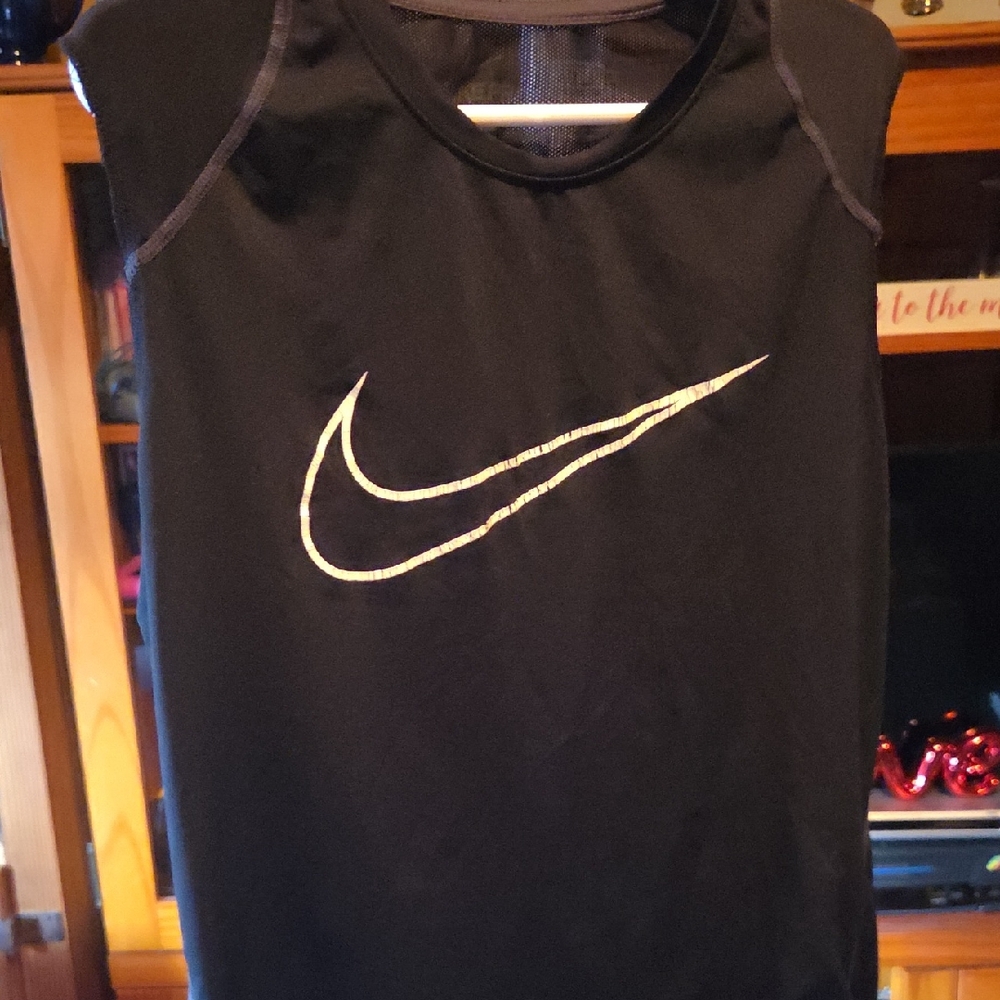 Nike Black Athletic Tank with Silver Logo